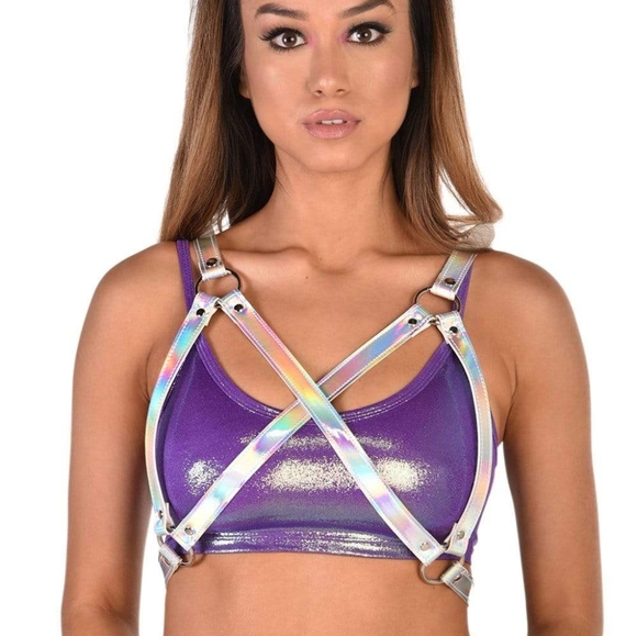 iHeartRaves Accessories - NEW HOLOGRAPHIC SILVER BELT HARNESS